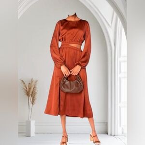 THE DROP JACOB TORTOISE RUST SATIN CUT OUT SIDE MIDI NWOT SIZE 3XL